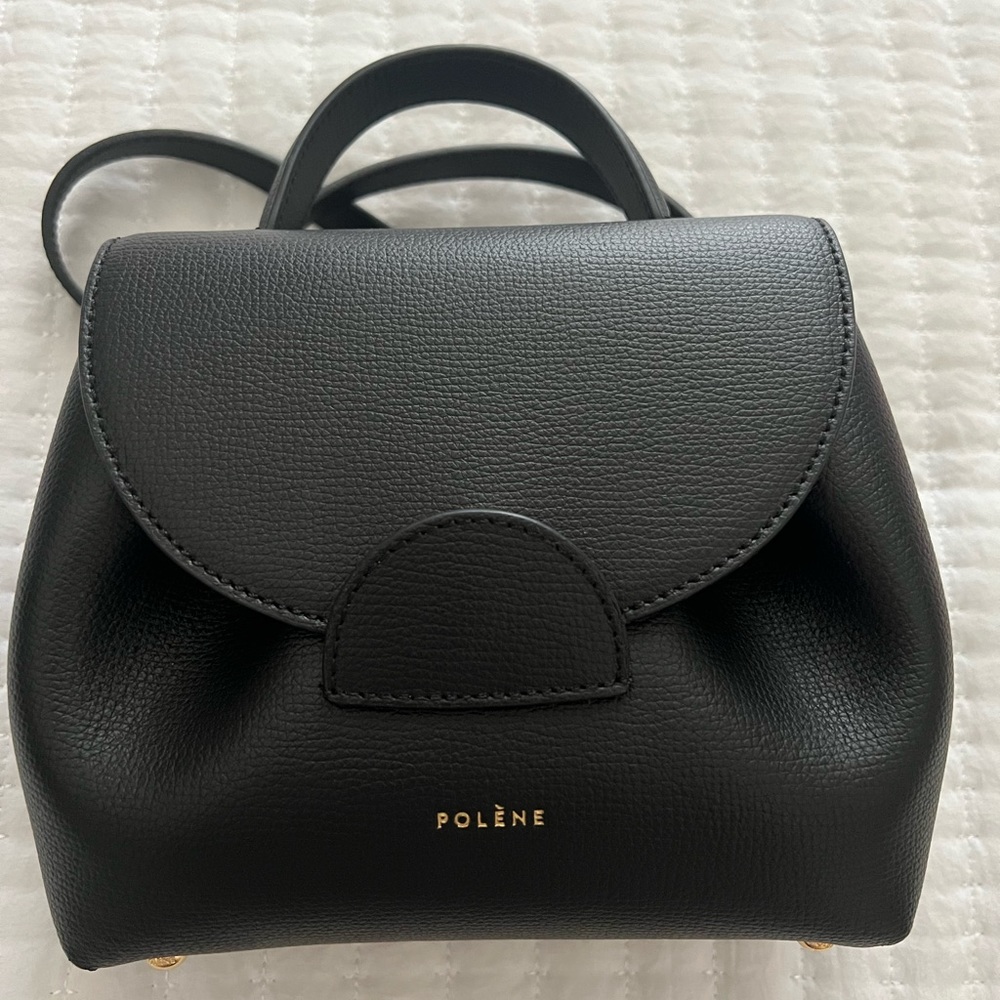 Polene Numero Un Nano Black Textured Leather